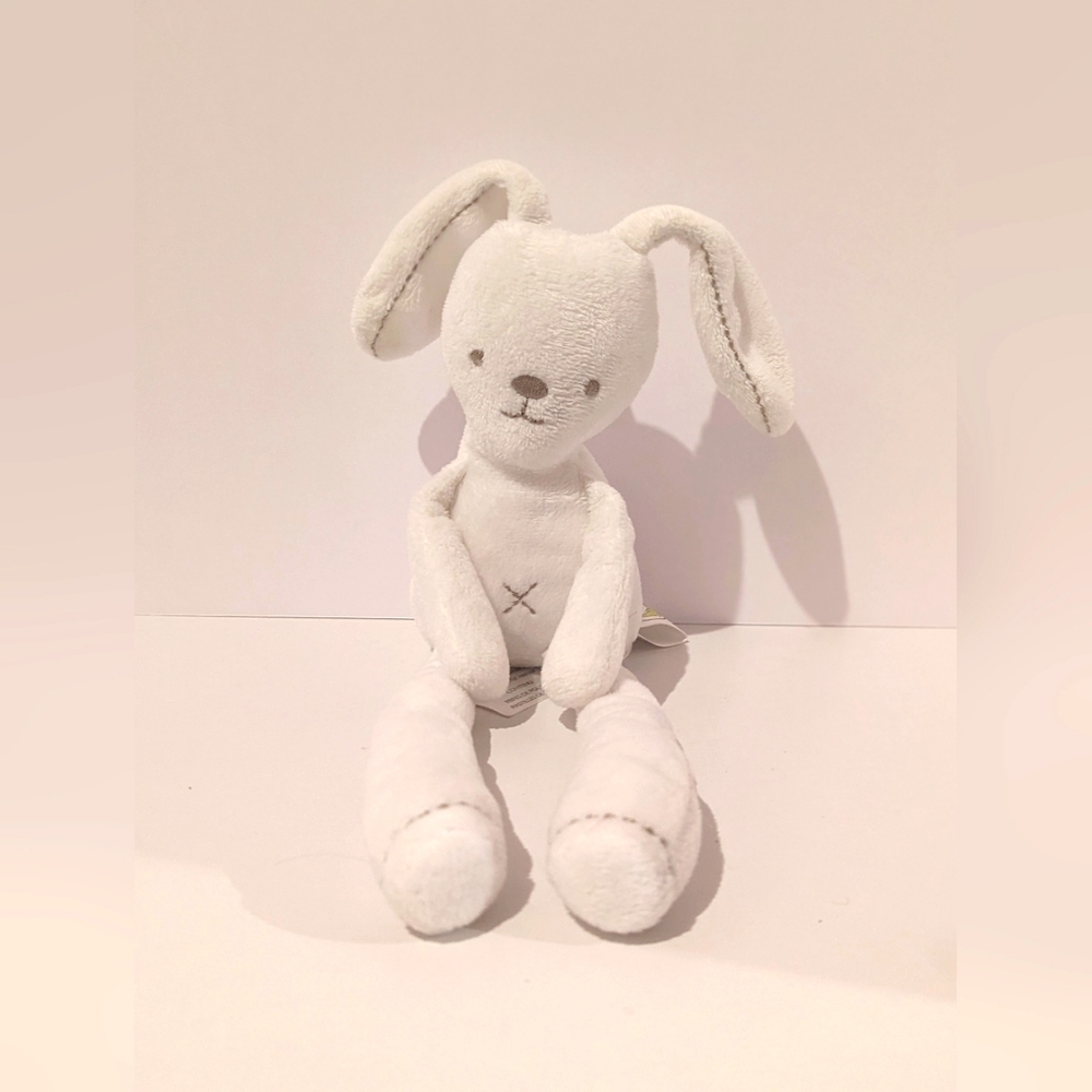 Animal Adventure 2019 Plush Stuffed White Bunny Rabbit Long Legs Gray Stitching